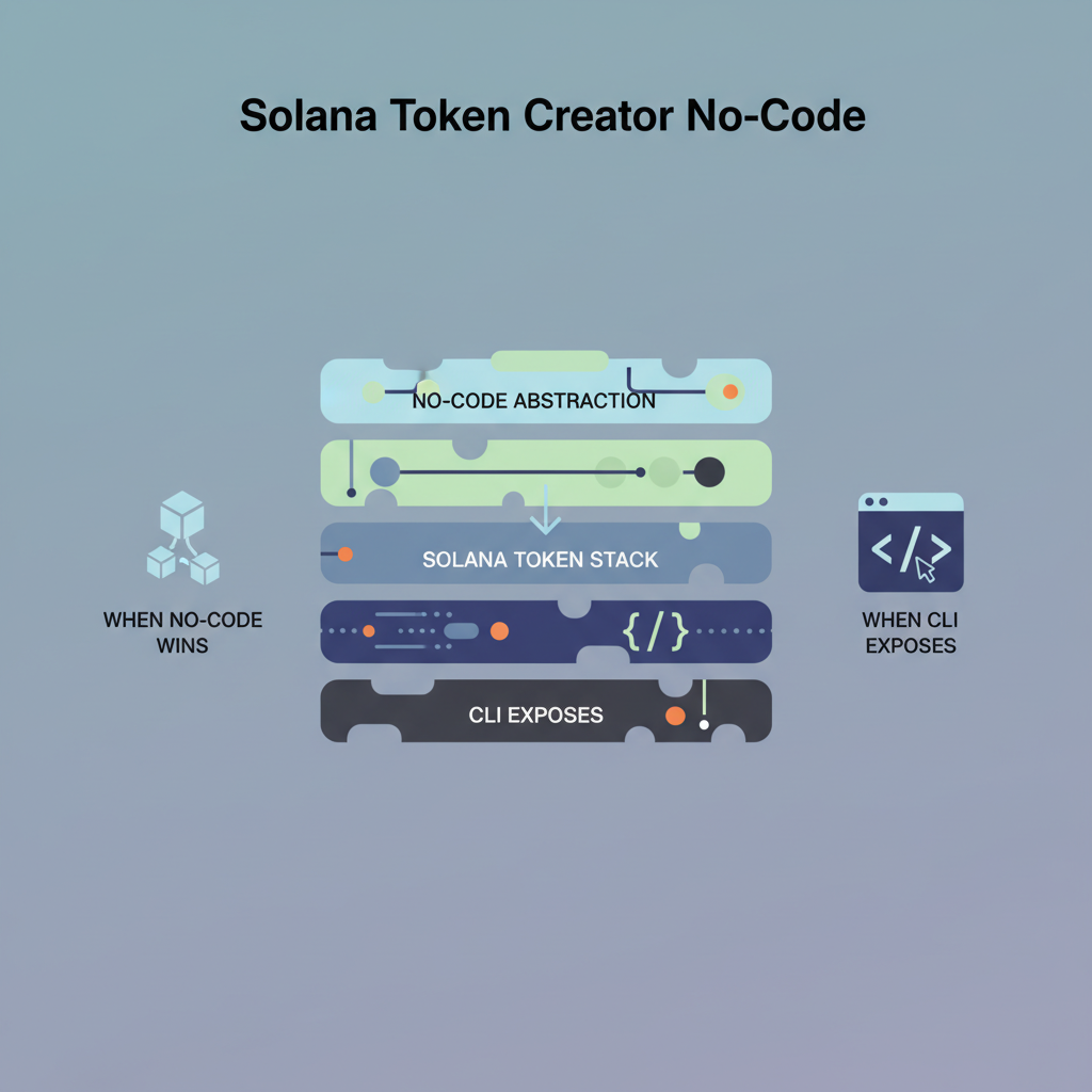 The 5-layer Solana token stack: what no-code abstracts vs what CLI exposes