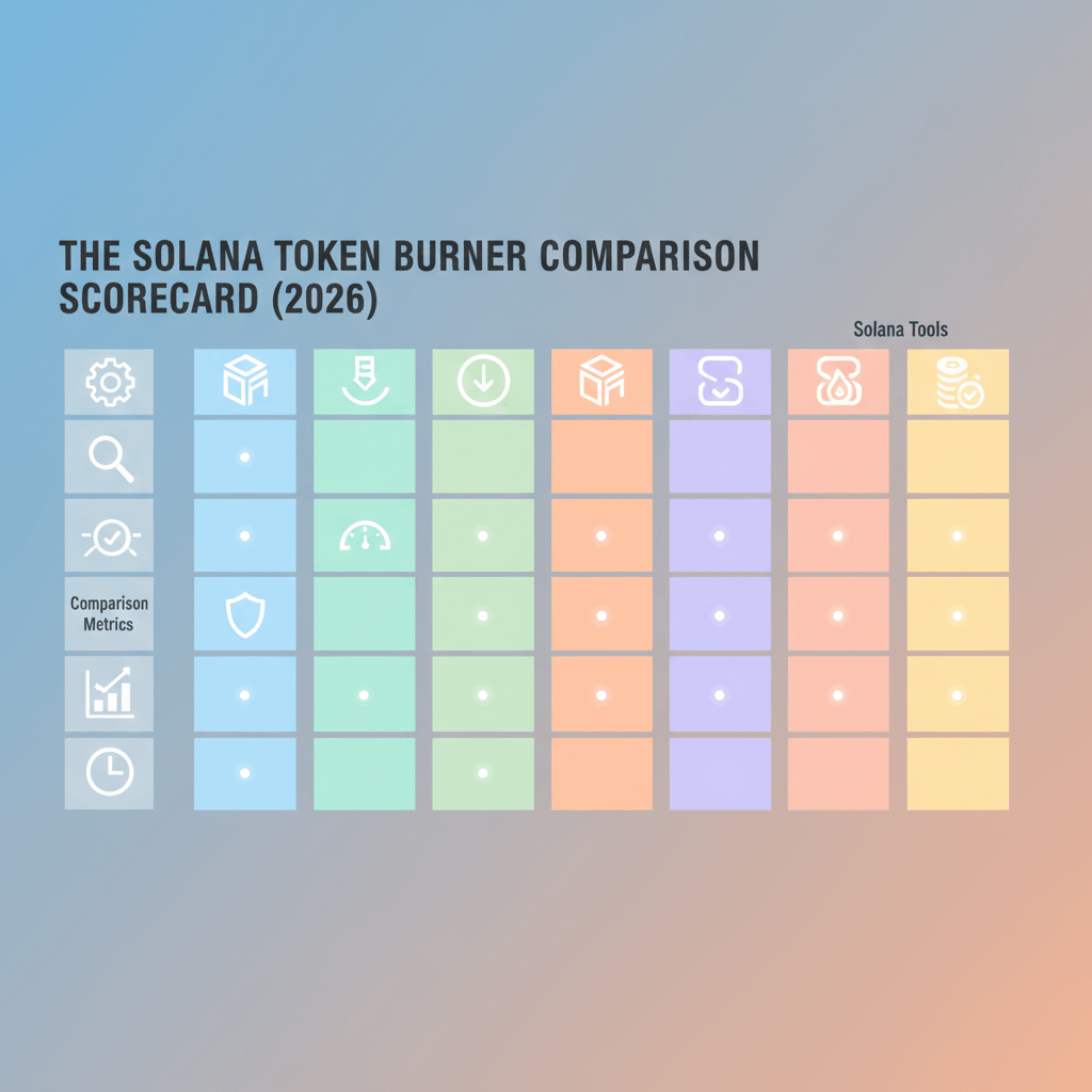 The Solana Token Burner Comparison Scorecard — 6 tools scored on burn target, cost, complexity, and trust signal